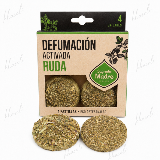 Defumación Activada de Ruda Sagrada Madre – 4 Pastillas Artesanales para Limpieza Energética y Protección