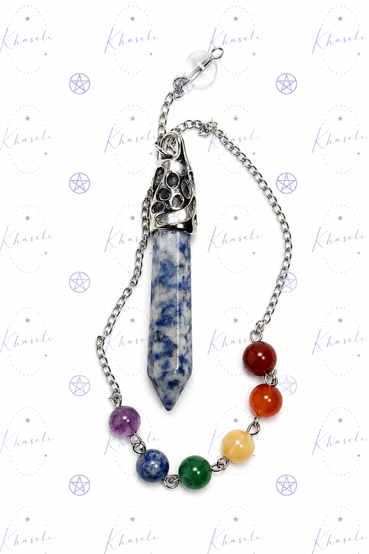 Péndulo Esotérico de Sodalita Natural - Radiestesia, Adivinación y Equilibrio Energético