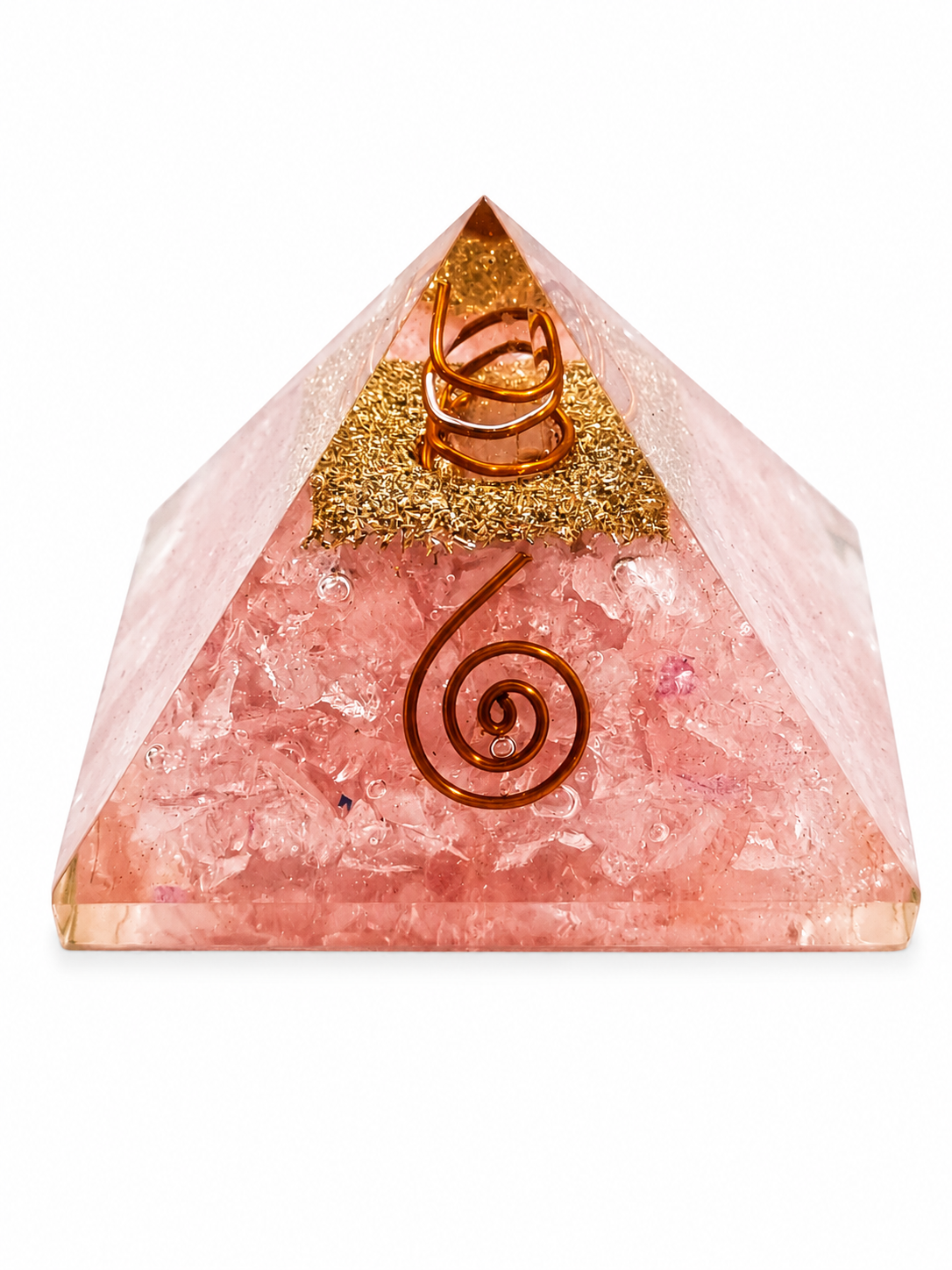 Pirámide de Orgonita Cuarzo Rosa– Amor, Armonía y Equilibrio