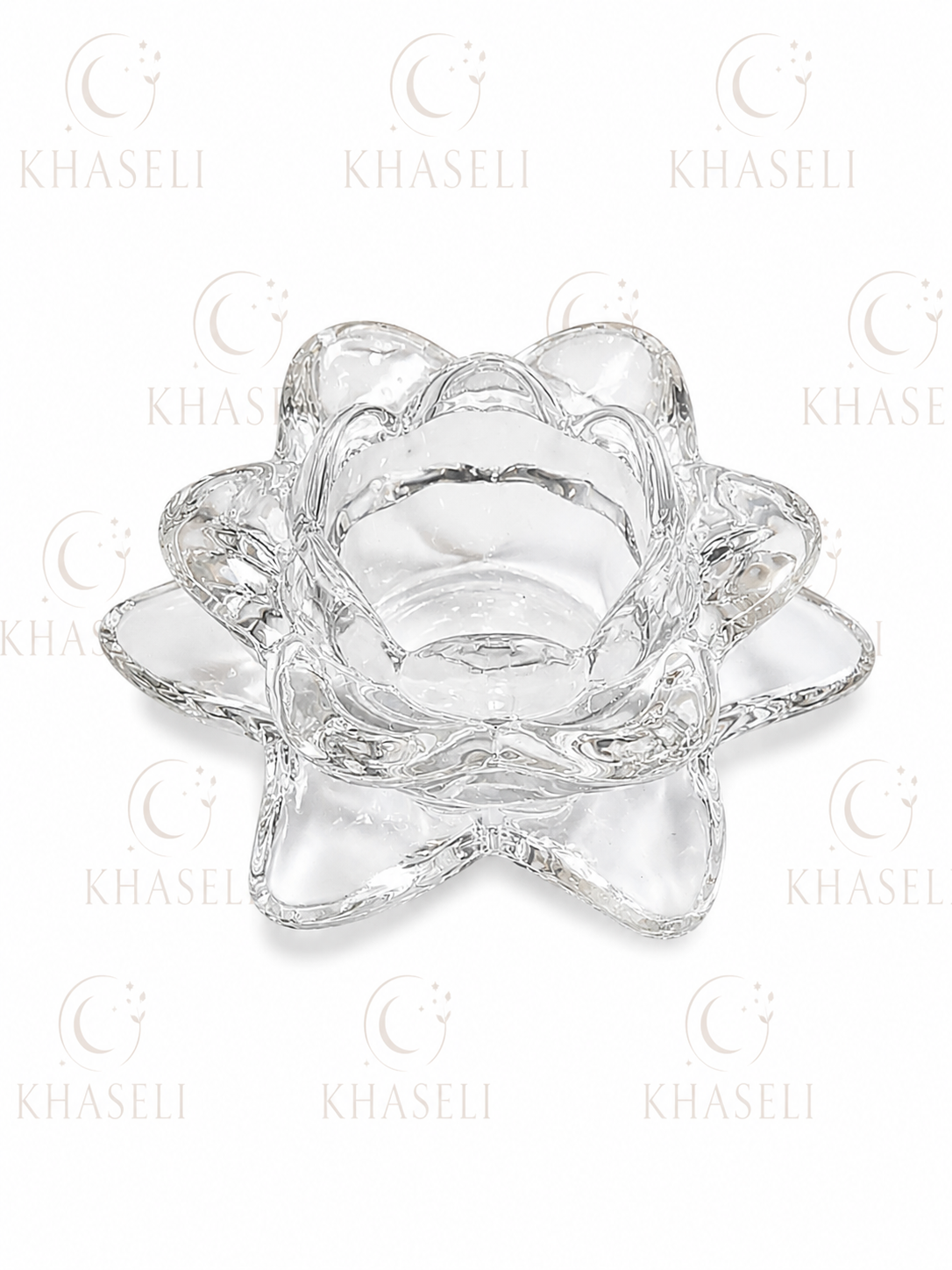 Portavelas de Cristal Flor de Loto-Candelabro de Cristal para Velas, Meditación y Decoración Esotérica