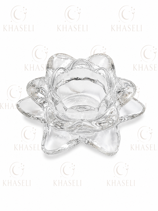Portavelas de Cristal Flor de Loto-Candelabro de Cristal para Velas, Meditación y Decoración Esotérica