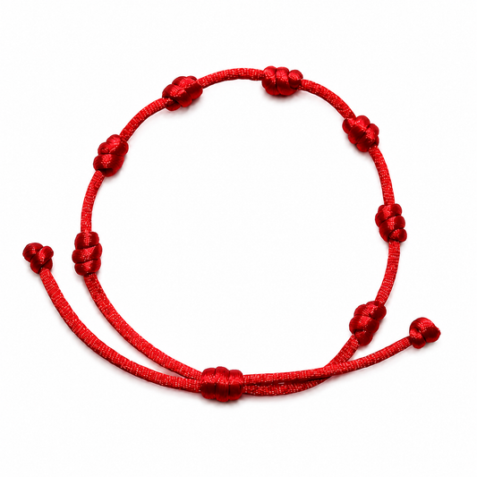 Pulsera Roja de los 7 Nudos – Protección, Suerte y Energía Positiva