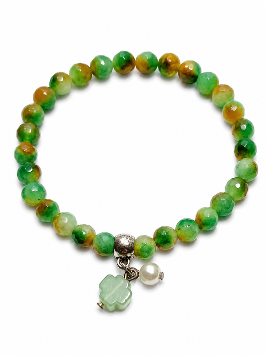 Pulsera de Ágata Verde Natural Facetada – Prosperidad, Equilibrio y Protección