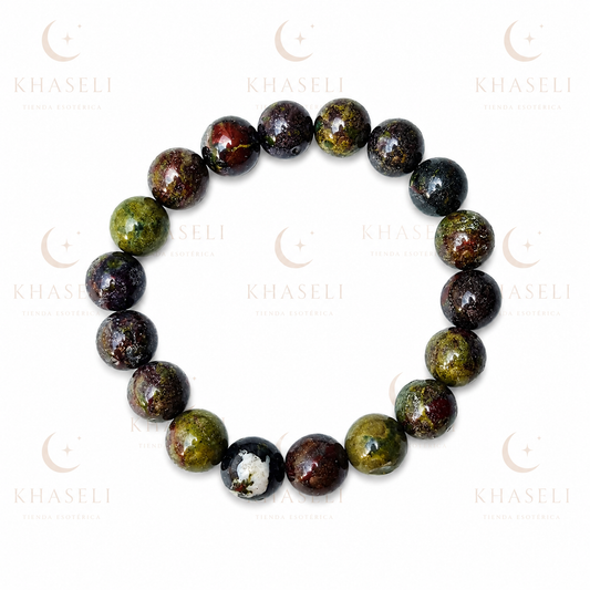 Pulsera de Jaspe Sangre de Dragón Natural – Fuerza, Protección y Vitalidad