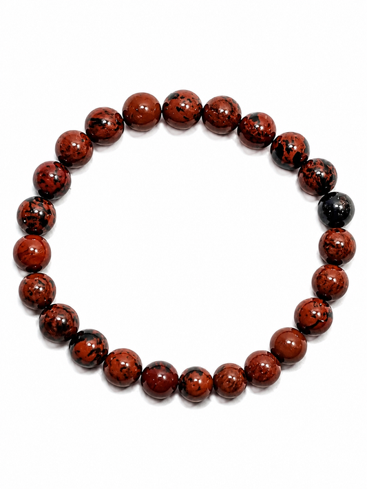 Pulsera de Obsidiana Caoba Natural-Protección, Fuerza y Enraizamiento