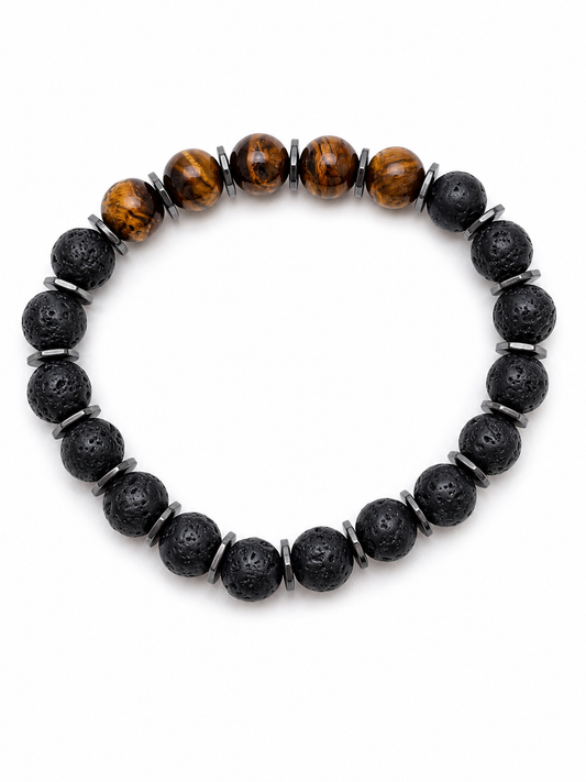 Pulsera Volcánica y Ojo de Tigre