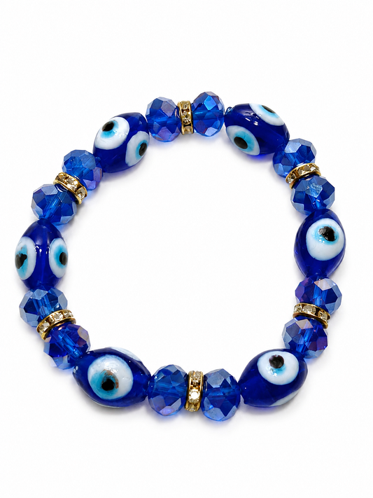Pulsera Ojo Turco Azul de Cristal – Protección, Buena Suerte y Energía Positiva