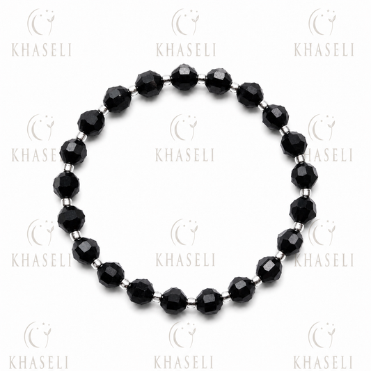 Pulsera de Ónix Negro Facetado – Pulsera de Protección, Fuerza y Equilibrio Energético
