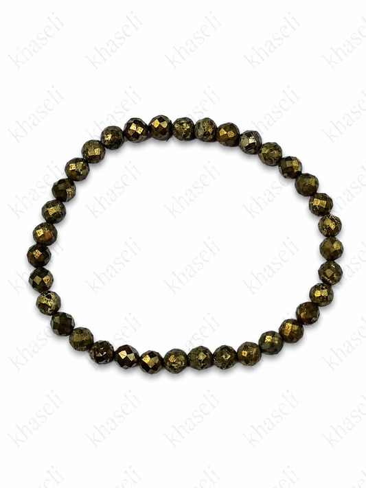 Pulsera de Pirita Natural Facetada - Prosperidad, Protección y Abundancia
