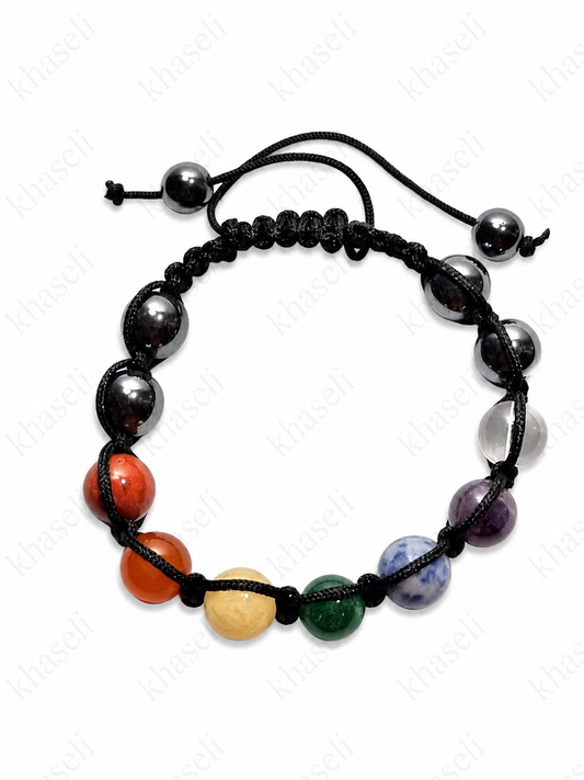 Pulsera de los 7 Chakras con Hematita - Equilibrio Energético, Protección y Armonía