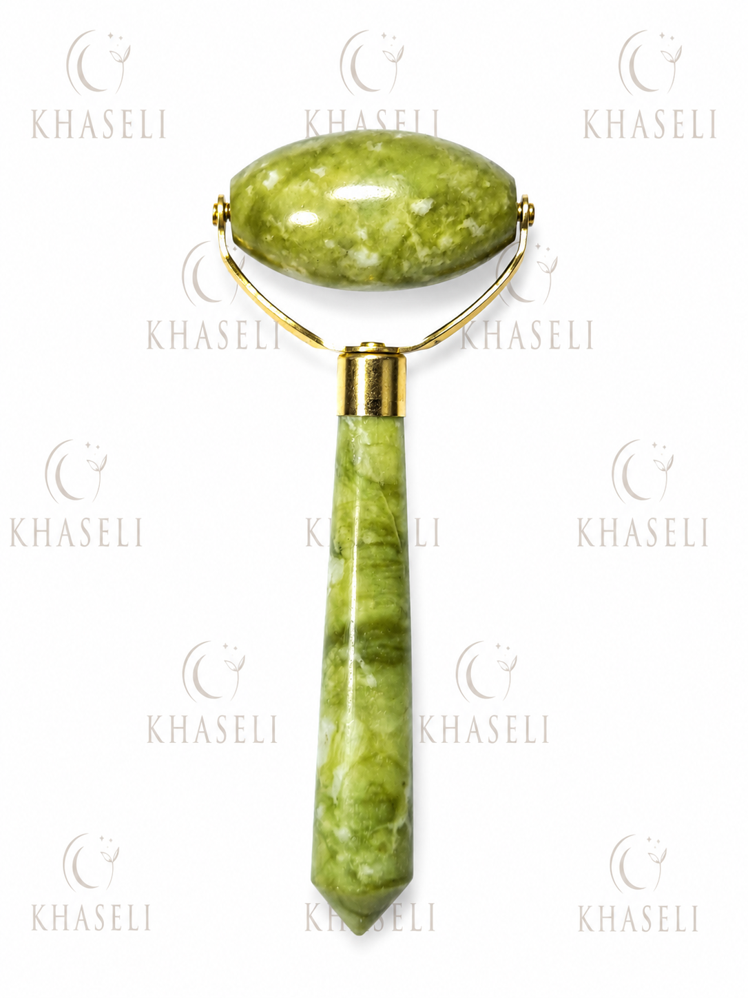 Rodillo Facial de Jade Verde Natural para Masaje Facial - Piedra Natural Antiedad