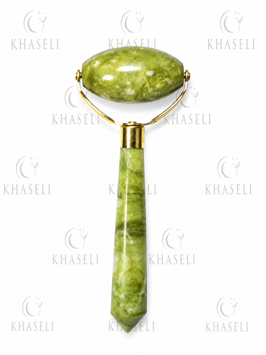 Rodillo Facial de Jade Verde Natural para Masaje Facial - Piedra Natural Antiedad