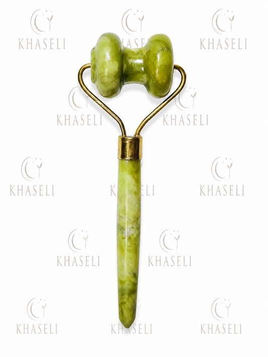 Rodillo Facial 3D de Jade - Masajeador Facial de Piedra Natural para Reafirmar y Relajar
