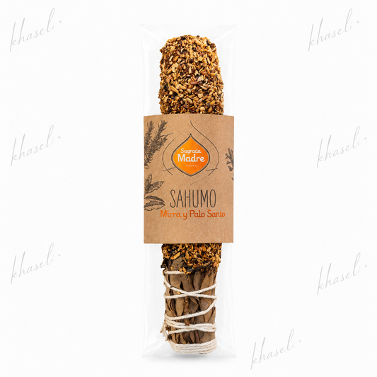 Sahumerio Mirra y Palo Santo Sagrada Madre - Limpieza Energética, Protección y Armonía Espiritual