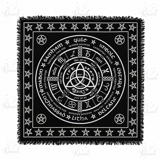 Tapete con Símbolos Esotéricos - Mantel para Tarot, Oráculos, Péndulo y Rituales Espirituales
