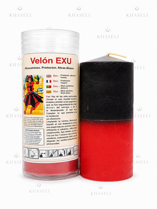Velón Oración Exu - Velón Esotérico para Apertura de Caminos, Protección y Fortaleza Espiritual
