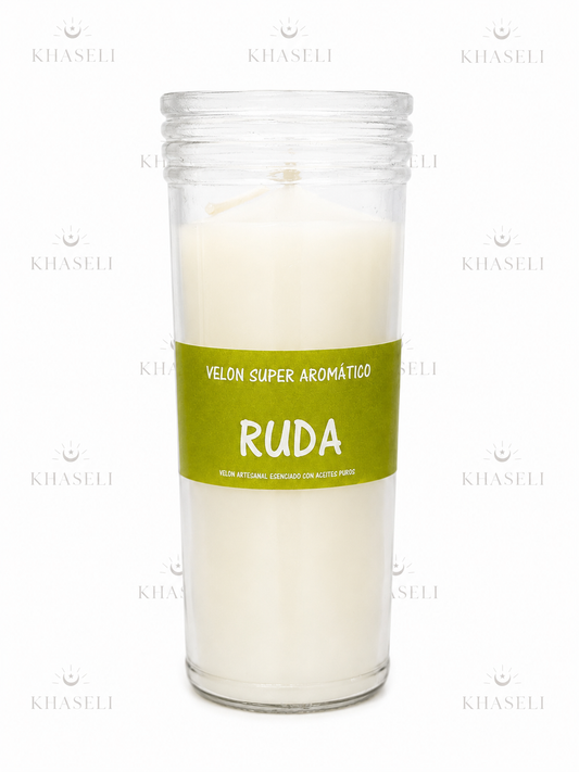 Velón Aromático de Ruda - Vela Esotérica para Protección, Limpieza Energética y Buena Suerte